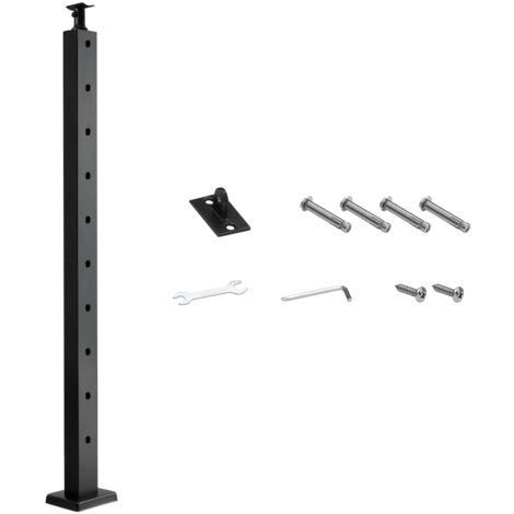 Mophorn Poteau de garde-corps, 914x25,4x50,8 mm, poteau pour rampe d'escalier à câble avec trous pré-percés à 30°, acier inoxydable, support horizontal et incurvé