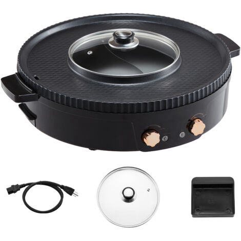 Appareil à Fondue Chinoise Et Grill 2-en-1 VEVOR - 1800W - 2.5L + Gril Antiadhésif - Double Contrôle Température - Shabu Shabu, BBQ Coréen