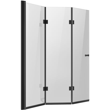Mophorn – Porte de douche pliable sans cadre 1295x1422 mm – Verre trempé 6 mm – Accès pratique 180° – Installation adaptable pour salle de bain