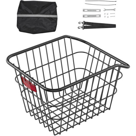 Mophorn Panier arrière pour vélo en métal, dimensions 375 x 290 x 250 mm, capacité de charge 22 kg, avec feu arrière réfléchissant et housse imperméable