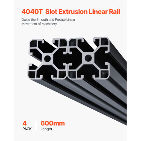 Iverntech Lot De 2 Rails Linéaires 1500mm 4040 Anodisés Noirs - Profil Aluminium Série 40 Pour 3D Et CNC