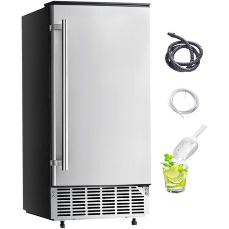 Mophorn Machine à glaçons encastrée sous le comptoir Rendement de 80 lb/jour, acier inoxydable, porte réversible, pour cuisines commerciales et domestiques, drainage électrique