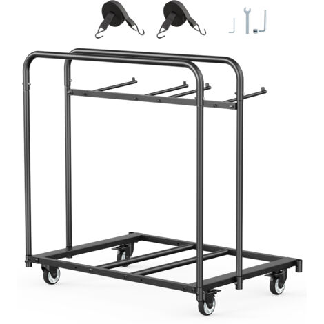 Mophorn Chariot pour Chaises Pliantes, Capacité de Charge 181 kg, Support Solide pour 5 Tables et 14 Chaises, Organisateur Polyvalent avec Roues Pivotantes à 360° (1/5)