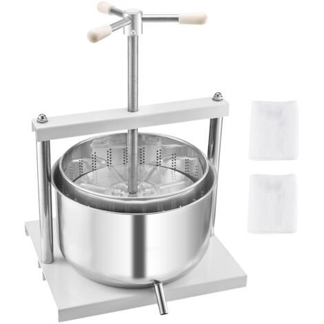 Mophorn Presse-fruits manuelle de 3,17 gal (12l), deux barils en acier inoxydable, machine à jus pour cidre, pomme, raisin, miel, huile d'olive et plus avec poignée triangulaire