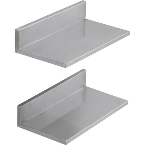 Mophorn Étagère murale en acier inoxydable 8,6" x 16" - Fixation murale avec dosseret, capacité de 44 lb, robuste pour restaurant, cuisine, bar, maison et hôtel