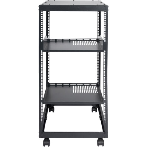Mophorn Rack serveur à cadre ouvert 20U, profondeur réglable de 15 à 40 pouces, support mural/autoportant, 4 poteaux avec roulettes, peut contenir du matériel informatique/AV (1/5)