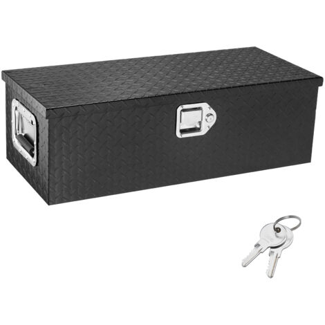 Mophorn Coffre à outils robuste en aluminium pour camion 30"x13"x9,6", coffre de rangement en tôle larmée avec poignée latérale et clés de verrouillage pour camionnette, camping-car, remorque - Noir (1/5)