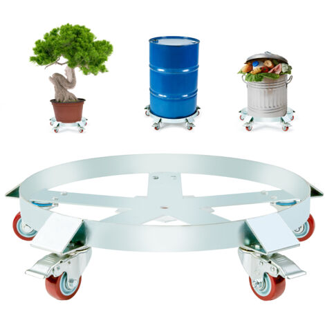 Mophorn Chariot à barils robuste de 55 gallons, capacité de charge de 1 250 lb, chariot à barils antibasculement avec cadre en acier, 5 roulettes pivotantes pour la manutention des barils en entrepôt (1/5)