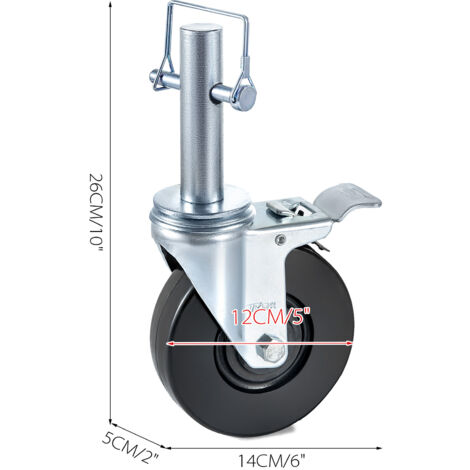4 Roulettes Pivotantes Avec Frein - Plaque De Fixation, Roues Caoutchouc, Charge Lourde, Pour Chariot
