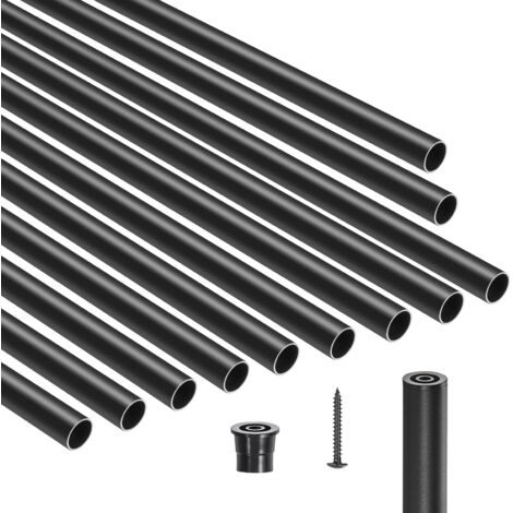 Mophorn – Lot de 51 balustres d'escalier en aluminium – Tube rond Ø19mm – Finition noire résistante à la corrosion – Installation simplifiée avec embouts et vis
