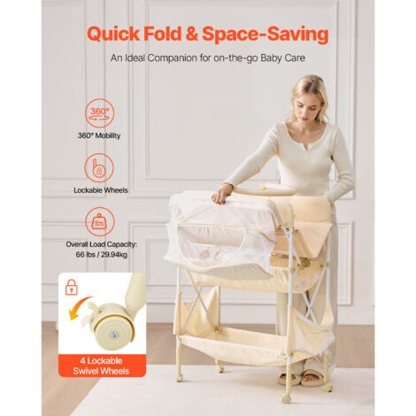 Mophorn Table à Langer Pliable Avec 2 Tiroirs En Tissu, Panier Latéral