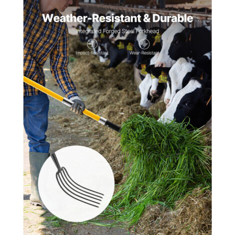 Mophorn Fourche de Jardin à 5 Dents avec Manche en Fibre de Verre ...