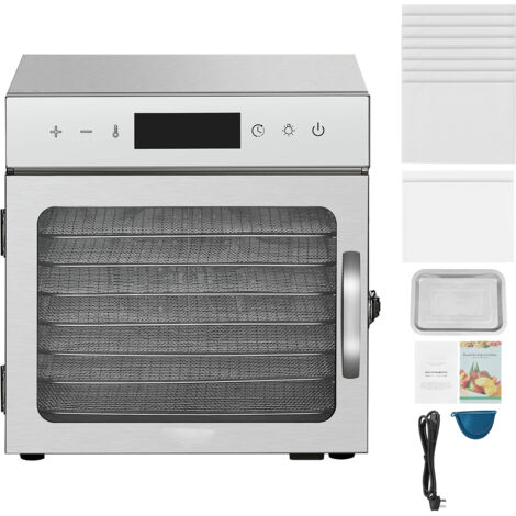 Mophorn Déshydrateur alimentaire 8 plateaux en acier inoxydable, séchoir électrique 400 W avec température réglable et minuterie 24 h, idéal pour sécher viande séchée, viande, fruits, légumes (1/5)