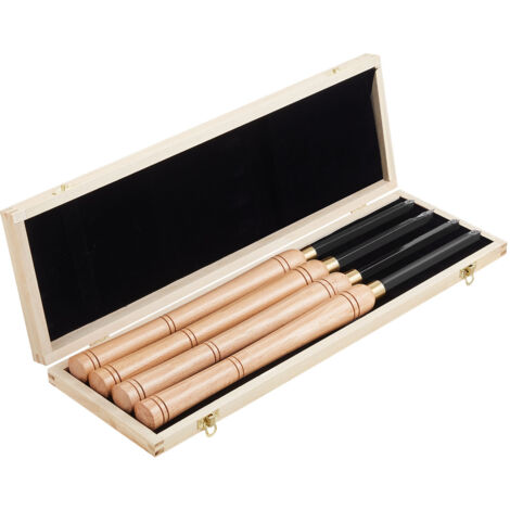 Mophorn Ensemble de 4 outils de tournage pour tour à bois, comprenant des ciseaux à bois avec fraises en carbure rondes, carrées et diamantées, livré avec un coffret de rangement et un manche