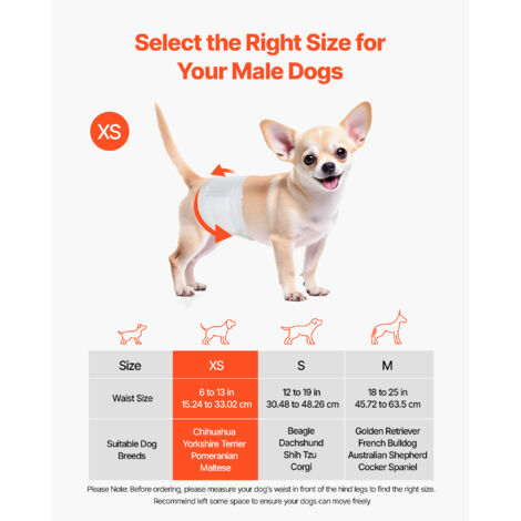 VEVOR Couches Jetables Chiens Mâles 144 Pièces Taille M - Bandes Ventrales Super Absorbantes Anti-fuites Avec Indicateur Humidité