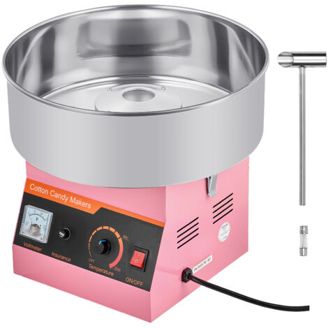 Mophorn Machine à Barbe à Papa Électrique 1000 W, Appareil avec Bol en Acier Inoxydable de 38 cm et Cuillère à Sucre, Facile à Nettoyer, Idéal pour Bonbons et Fêtes, Rose