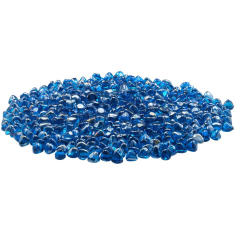 Mophorn Verre réfractaire résistant aux hautes températures (4,5 kg), billes de verre réfléchissantes (25,4 mm), pierres d'aménagement paysager durables pour table de foyer, bleu Caraïbes (1/5)