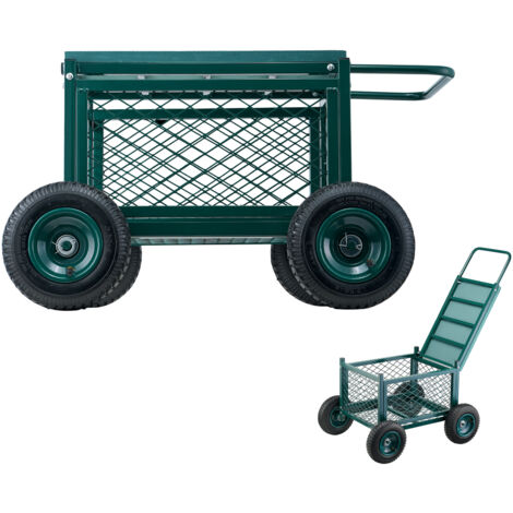 Mophorn Chariot de jardin roulant avec siège réglable, siège de travail en métal avec roues, supporte jusqu'à 400 lb, scooter de jardinage durable pour une utilisation en extérieur sur la pelouse (1/5)