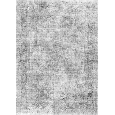 Mophorn Tapis bohème lavable 6 x 9 pi, doux et durable, antidérapant, adapté aux animaux et aux enfants, pour chambre, salon, chambre d'enfant, entrée, gris (1/5)
