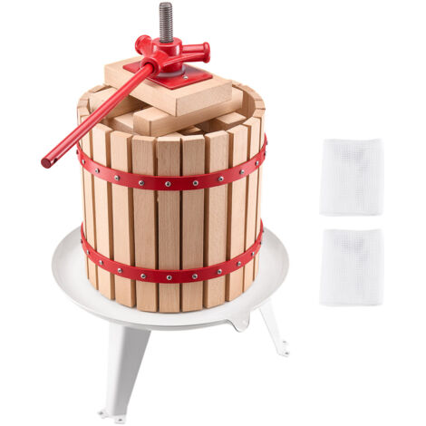 Mophorn Pressoir manuel à fruits 12 L, équipé d'un panier en bois robuste et de 8 blocs, idéal pour extraire le jus de raisin, pomme, miel et autres fruits.