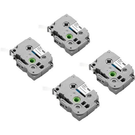Mophorn Lot de 4 Rubans d'Étiquetage, 12 mm, Noir sur Blanc, Compatibles avec la Plupart des Étiqueteuses P-Touch, Impression Claire, Résistants à la Décoloration, Alternative aux Rubans TZe-231 (1/5)
