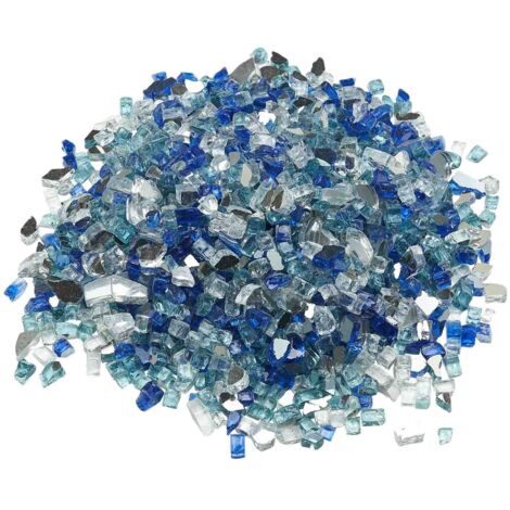 Mophorn Verre de feu décoratif pour braséro, 4,5 kg, pierres en verre réfléchissantes de 12,7 mm, aux foyers à gaz, intérieures et extérieures, disponibles en bleu cobalt, bleu aqua et transparent (1/5)