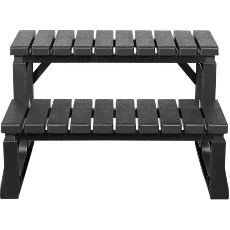 Mophorn Escalier de spa à 2 marches, marchepied robuste en PP de 610 mm de large, capacité de charge de 145,15 kg, idéal pour porche, patio, terrasse, camping-car, noir