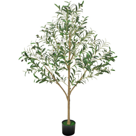Mophorn Arbre Artificiel 1,5 m, Plante Décorative en PE avec Pot Noir, Tronc et Feuillage Réalistes, Idéal pour Bureau, Salon, Chambre à Coucher et Décoration Intérieure (1/5)