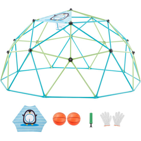 Mophorn Dôme d'escalade géométrique 305 cm, structure robuste avec filet pieuvre et 2 ballons de basket, capacité de charge de 453 kg, idéal pour les jeux en plein air dans le jardin. (1/5)