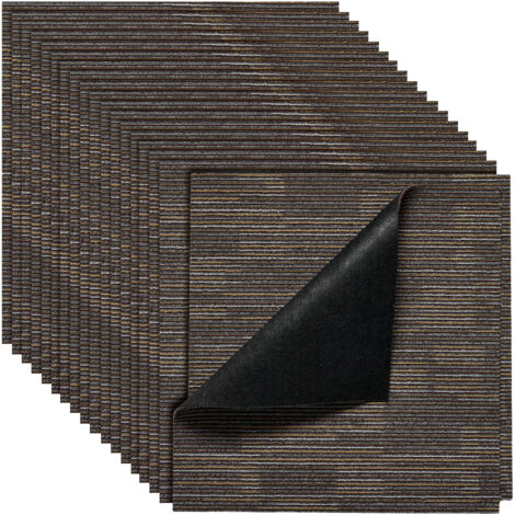 Mophorn Dalle de moquette réutilisable, 61 x 61 cm, lot de 24, couvrant 8,9 ㎡, épaisseur 6 mm, à poils ras, revêtement de sol modulaire doux pour salon, bureau, chambre, gris et marron