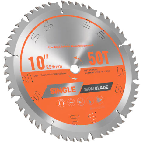 Mophorn Lame de scie circulaire Ø 254 mm, disque de coupe avec 50 dents en alliage, alésage 15,875 mm, finition précise, équipée de fentes de refroidissement silencieuses, adaptée au contreplaqué (1/5)