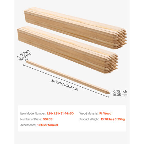 Lot De 20 Piquets De Clôture En Bois De Sapin - 25,4 X 25,4 X 304,8 Mm, Pointe Acérée Pour Jardin