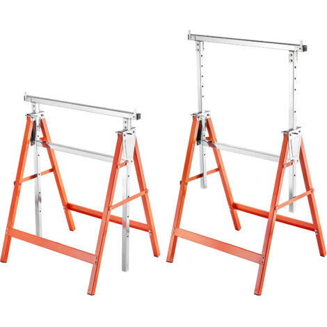 Mophorn Chevalet de Sciage Pliable, Lot de 2, Tréteaux avec Capacité de Charge de 199,6 kg, Hauteur Ajustable, Pieds Solides et Patins Antidérapants, Idéal pour Travaux de Menuiserie et Bricolage (1/5)