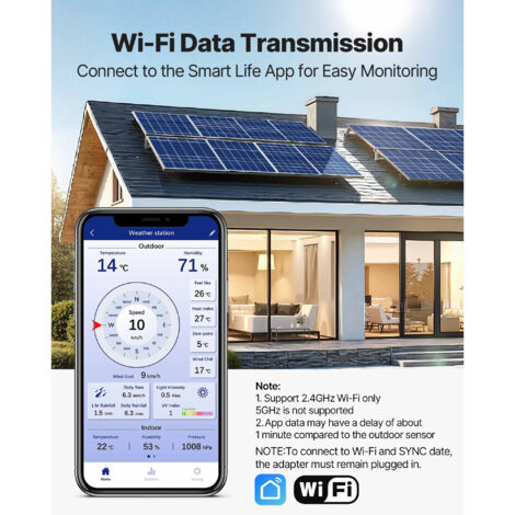 Station Météo WiFi TTLIFE - Écran 7,5" VA - Capteur Extérieur Sans Fil