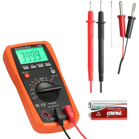 Mophorn Multimètre numérique TRMS, 4000 points, appareil de mesure polyvalent pour tension AC/DC, courant, résistance, capacité, fréquence, température, diodes, continuité et cycle de service (1/5)