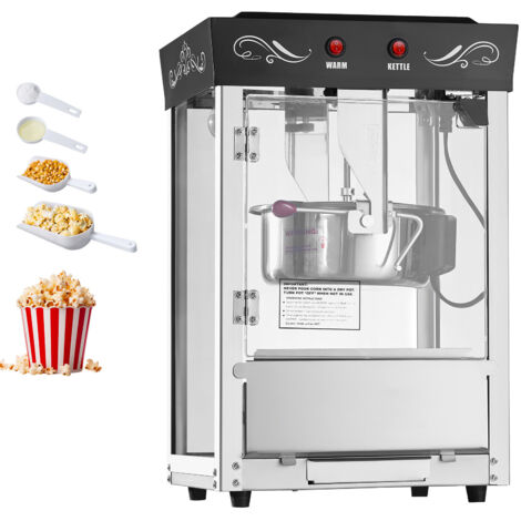Mophorn Machine à pop-corn de comptoir, 800 W, grand bol en acier inoxydable 0,2 kg, capacité de 48 tasses par lot, commandes simples à 2 boutons, parois en verre, porte en matériau PC, noire