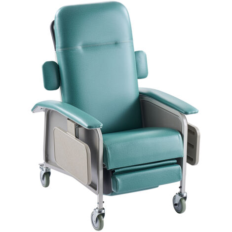 Mophorn Fauteuil médical inclinable 4 positions avec roulettes, siège rembourré confortable et deux plateaux pour hôpitaux, maisons de retraite et soins aux personnes âgées