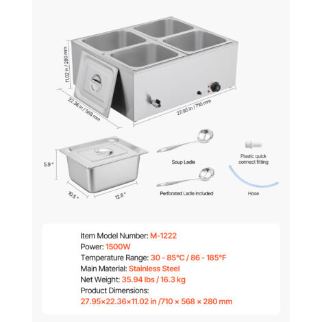 Warmhaltebehälter Edelstahl – 3 Fächer, Mit Wasserbad, Gestell & Brenner, Für Buffet, Catering & Partys (55,5x35x28,5 Cm)