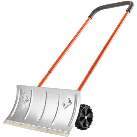 Mophorn Pelle à neige sur roues, 61 cm, outil de déneigement avec lame orientable, manche ajustable à 90°, pelle métallique pratique pour le nettoyage des entrées, allées et trottoirs