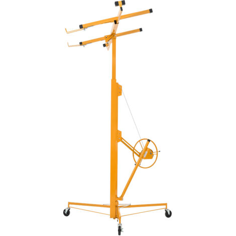 Mophorn Lève Plaque de Plâtre 4,88 m pour Cloison Sèche, Capacité de Charge 68 kg, Bras Télescopique Réglable 1,2-2,9 m, Roues avec Système de Verrouillage, Couleur Jaune (1/5)