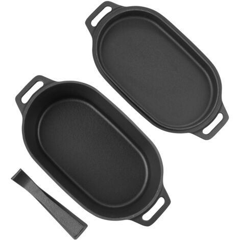 Mophorn Cocotte en fonte 3,31 L, marmite émaillée avec couvercle et poignées pratiques, résistante et durable, compatible avec les fours à induction jusqu'à 260 °C, idéale pour braiser, mijoter, noir (1/5)