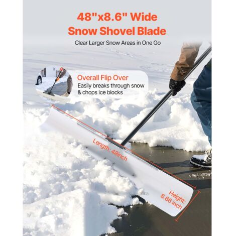 VEVOR Pelle à Neige Sur Roues, 61 Cm, Poussoir à Neige Avec Lame Bidirectionnelle, Manche Réglable 90°, Pelle De Déneigement Métallique, Pousse-Neige Portable Pour Nettoyage, Entrée, Allée, Chaussée