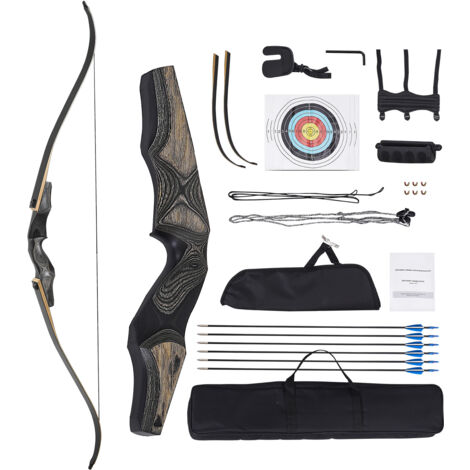 Arc Recourbé 62 Pouces – Jeu De Flèches Carbone – 16-38 Lbs – Tir à L'arc