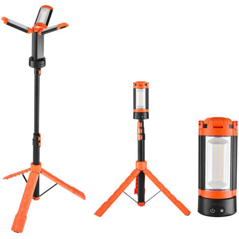 Mophorn Projecteur LED portable sur trépied amovible, 2200 LM, lampe de travail rechargeable sans fil pour camping, 8 Ah, avec trois têtes, intensité réglable 3000 K-6500 K (1/5)