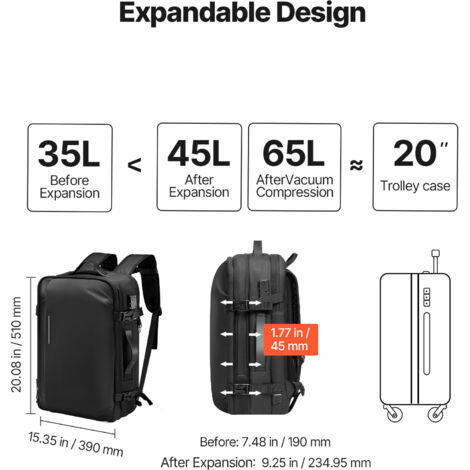 Sac à Dos Sous Vide, Sac à Dos Extensible Vacpack avec Pompe à Vide, Sac à Dos de Voyage Extensible Imperméable de Grande capacité de 19 Pouces pour Hommes pour les Voyages Sac à Dos Sous Vide, Sac à Dos Extensible Vacpack avec Pompe à Vide, Sac à Dos de Voyage Extensible Imperméable de Grande capacité de 19 Pouces pour Hommes pour les Voyages