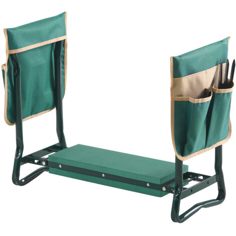Mophorn Agenouilloir de jardin avec coussin épais de 15 cm, tabouret pliable supportant jusqu'à 150 kg, siège multifonctionnel équipé de 2 sacs à outils (1/5)