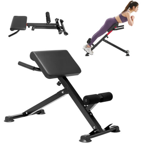 Mophorn Banc Lombaire Réglable et Pliable, Capacité de 113 kg, Chaise Romaine Polyvalente, Équipement d'Exercice pour Fessiers, Ischio-jambiers, Bas du Dos et Abdomen, Fitness (1/5)