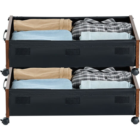Mophorn Rangement sous le lit avec roulettes, 65 x 46 x 18 cm, conteneurs roulants verrouillables pour vêtements, chaussures et couvertures, lot de 2 (1/5)