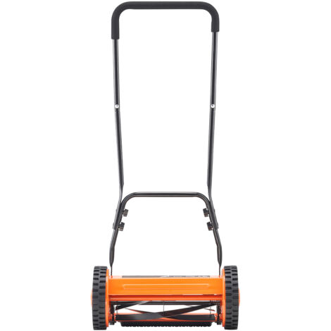 Mophorn Tondeuse à gazon manuelle, largeur de coupe 400 mm, équipée de 5 lames en acier, sans moteur, hauteur de coupe ajustable de 15 à 45 mm, avec bac de récupération, idéale pour pelouses, allées