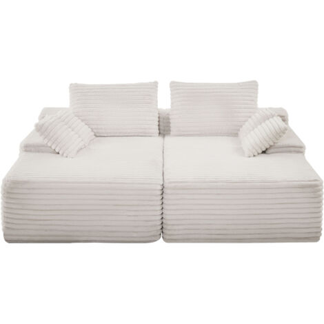 Mophorn Canapé méridienne double surdimensionné de 210 cm, canapé sectionnel en velours côtelé, causeuse confortable à assise profonde avec coussins moelleux et coussins décoratifs pour